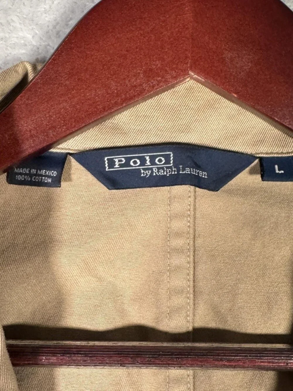 Vintage Polo Ralph Lauren Blazer Mens Large Beige Cotton Chore Sport Coat Jacket